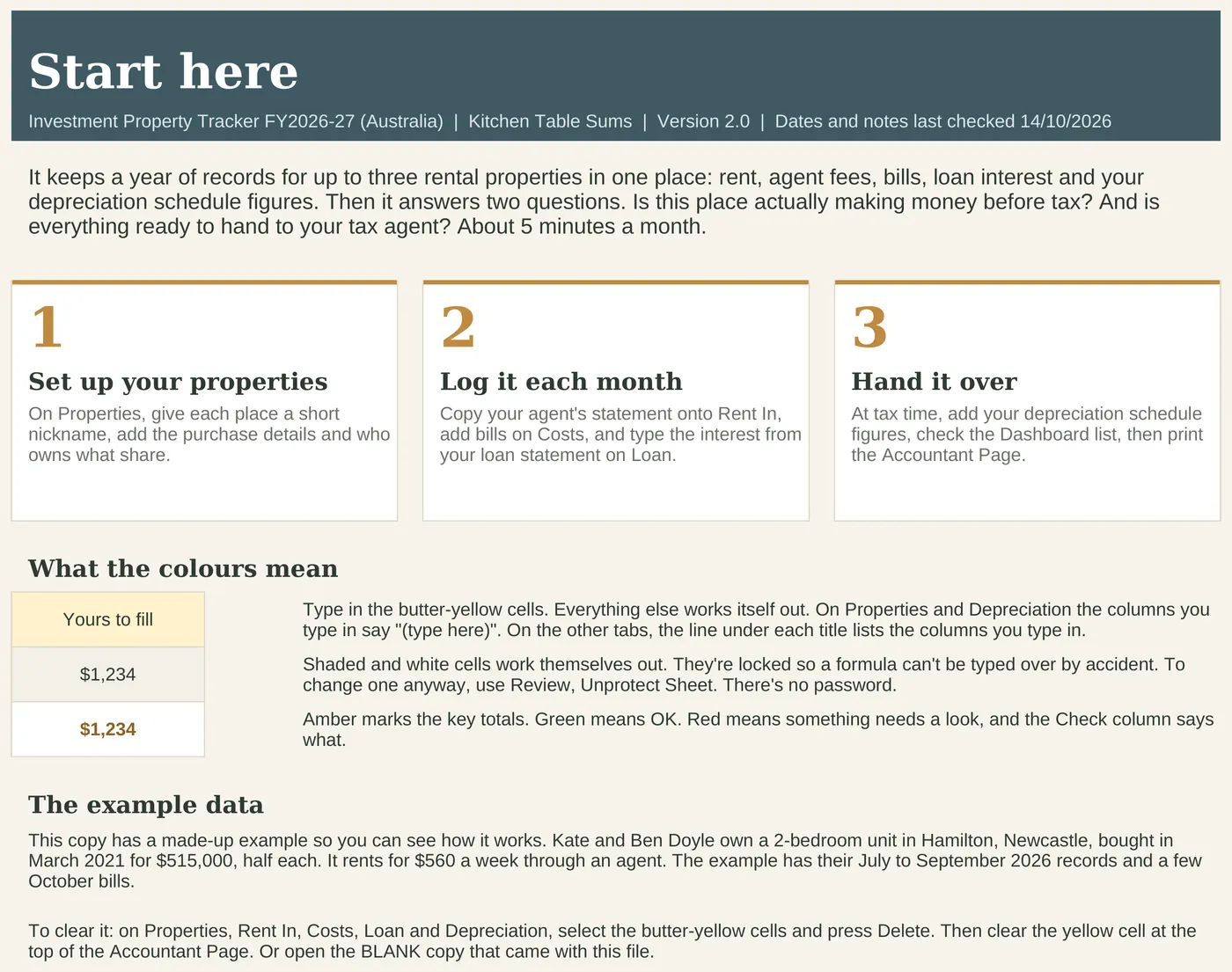 Start Here tab with three steps